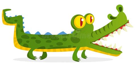 Cartoon Crocodile Character Vector Illustration Isolated On White