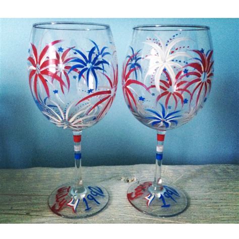 Fourth Of July Hand Painted Wine Glass Shop Laurieannsdesigns Wine Glass