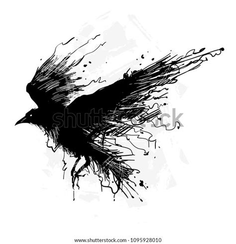 Detailed Crows Painted Ink On White Stock Vector (Royalty Free ...