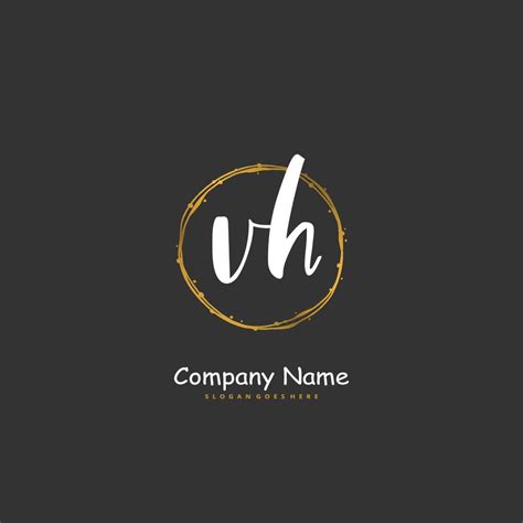 VH Initial Handwriting And Signature Logo Design With Circle Beautiful