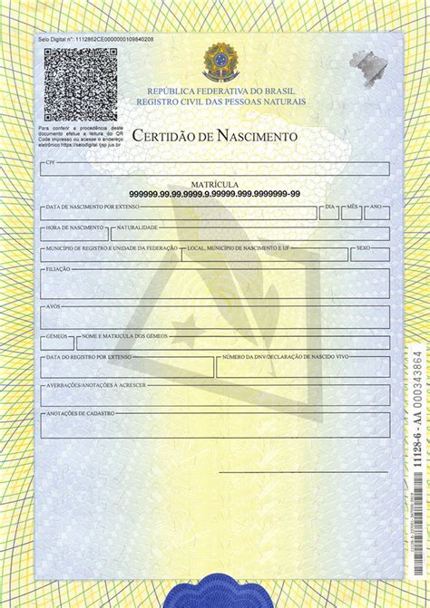 Certidão de Nascimento no Documento Documento no Brasil