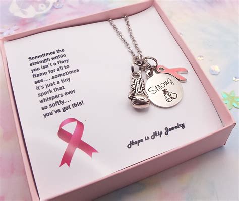 Breast Cancer Pink Ribbon Charm Necklace Cancer Survivor Jewelry T