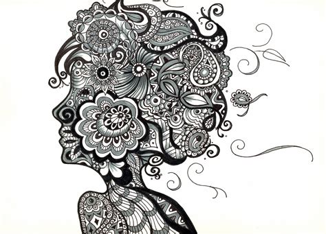 Desenho De Zentangle Linda Mulher Para Colorir Tudodesenhos