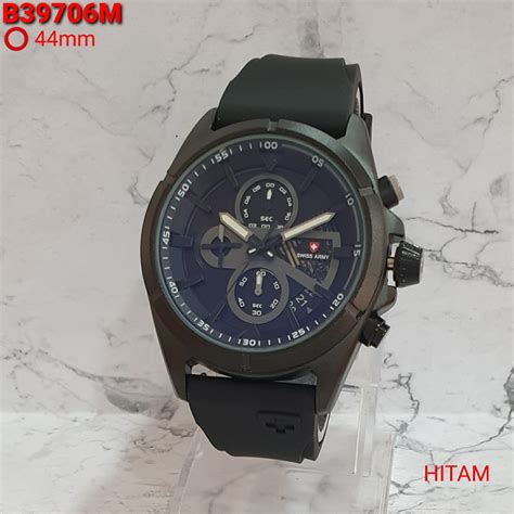 Jam Tangan Swiss Army Pria Original Tali Rubber Tanggal Dan Chrono