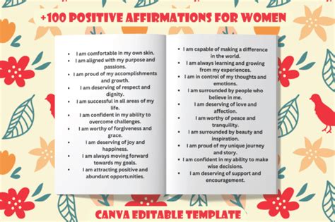 100 Positive Affirmations For Women Graphic By Bam Designs · Creative