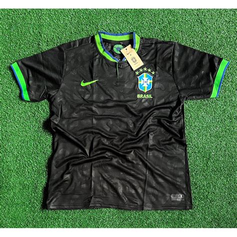 CAMISA PRETA DO BRASIL PRETA TOP PREMIUM UNIFORME DE TIME SELEÇÃO