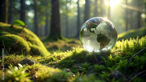 Globo Terráqueo Como Concepto Para El Día De La Tierra Planeta Tierra De Cristal Sobre La