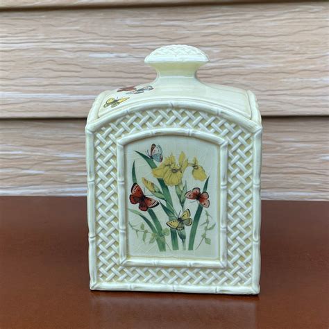 Vintage 1978 Enesco Butterfly Garden Trellis Ceramic Kitchen Canister Etsy