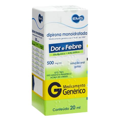 Dipirona Monoidratada Gotas EMS 500mg ML Caixa 1 Frasco Gotejador