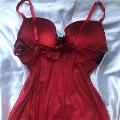 Black Laced Red Lingerie Slip Mini Depop