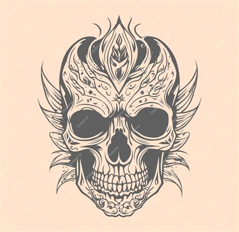 Premium Vector | Vintage skull with tattoo