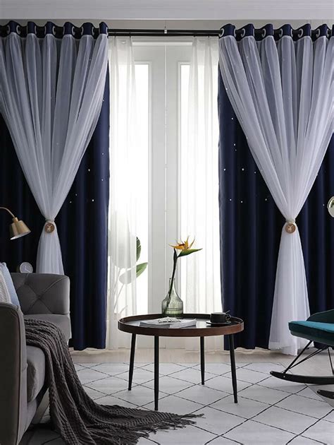 1pc Double Layer Curtain | Grey curtains living room, Curtains living ...