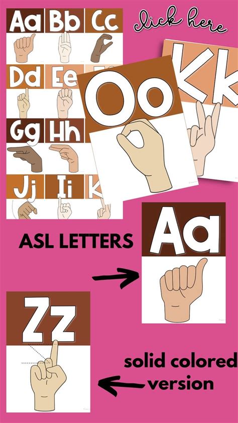 Asl Sign Language Alphabet Posters Preschool Special Education Baby