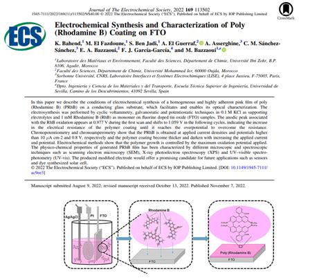 Pdf Electrochemical Synthesis And Characterization Of Poly Rhodamine