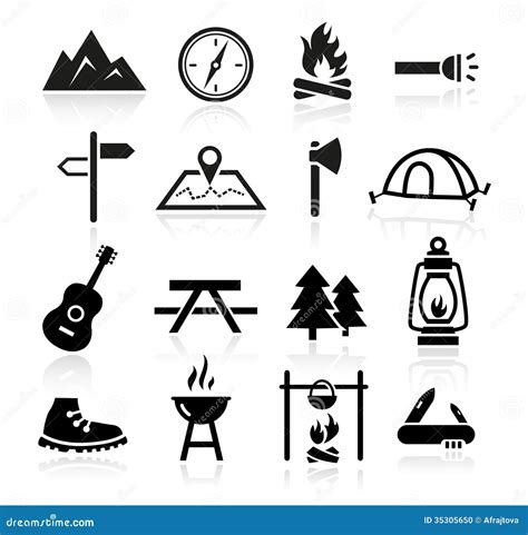 Outdoor Camping Icons Stock Vector Illustration Of Leisure 35305650