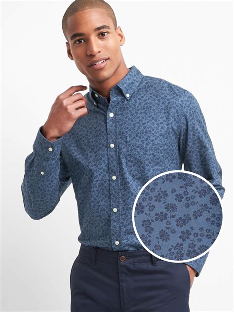 Oxford Print Standard Fit Shirt Gap