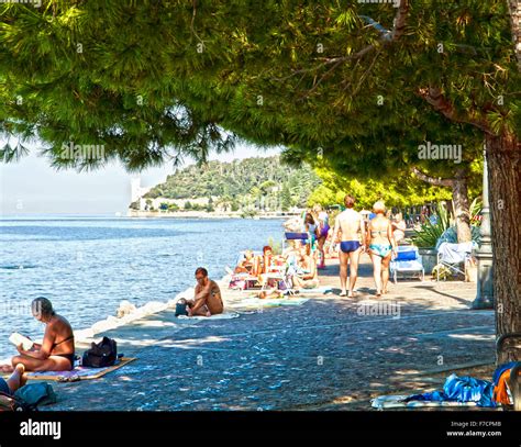 Trieste, Italy, beautiful summer view of Barcola promenade and free ...