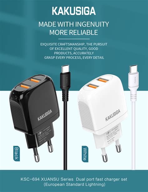 Xuansu Dual Port Fast Charger Set European Standard Type C Kakusiga