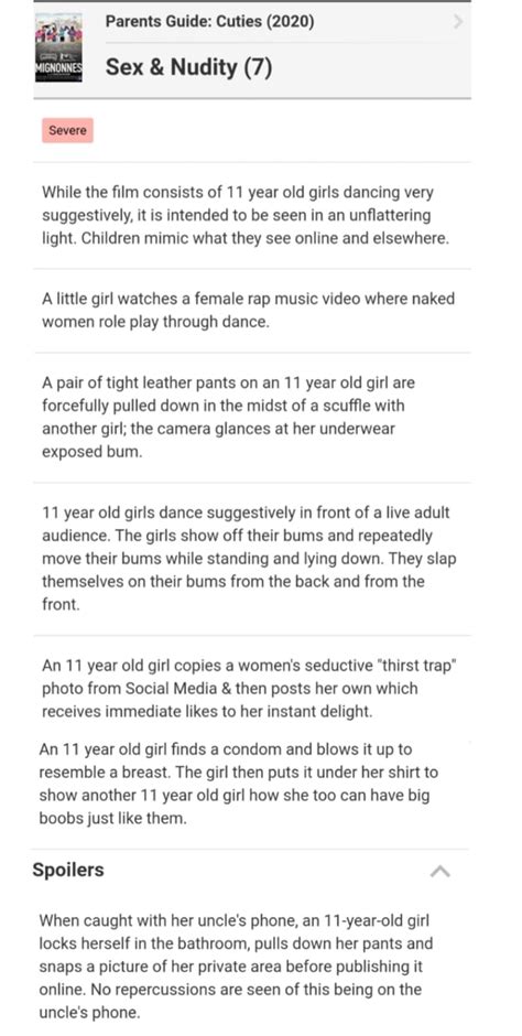 Parents Guide Cuties 2020 Sex Nudity 7 Severe While The Film Consists Of 11 Year Old