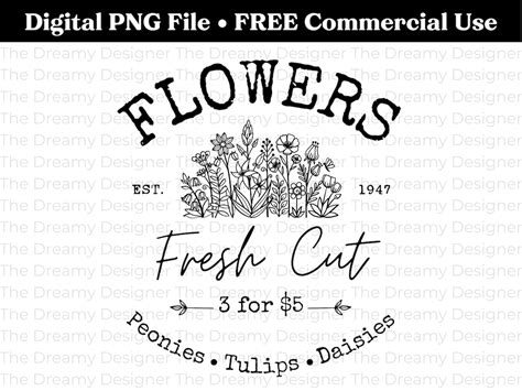 Fresh Cut Flowers PNG, Farmhouse Decor PNG, Farmhouse Sign, Vintage ...