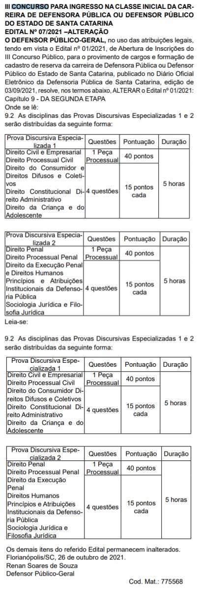 Concurso DPE SC Autorizado Confira