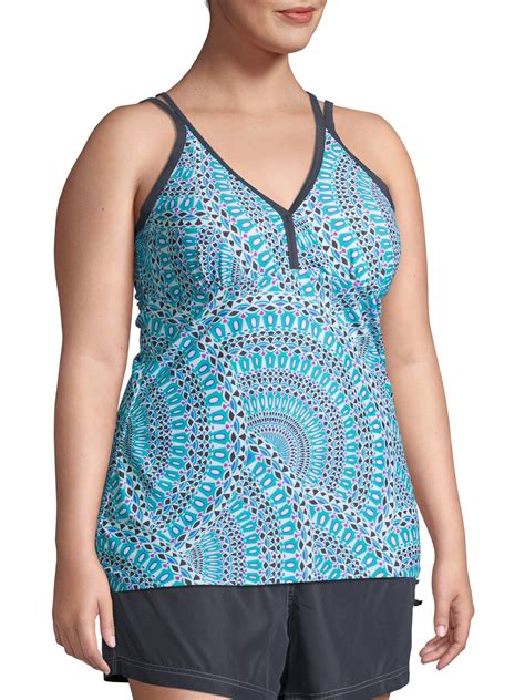 Free Tech Womens Plus Size Athletic Hip Adjustable Side Tankini