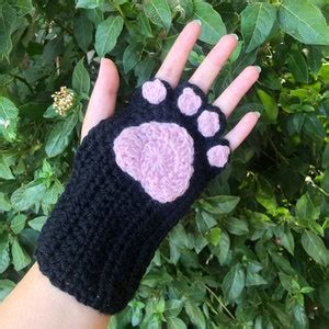 Cute Fingerless Crochet Cat Gloves - Etsy