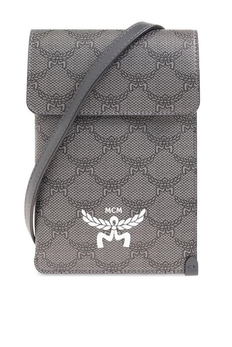 Mcm All Over Logo Printed Shoulder Bag In Gray For Men Lyst