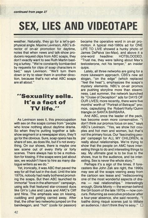 Classic Soap Opera Digest News — Sex Lies And Videotape Is Seduction On The Soaps