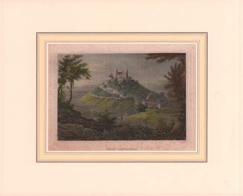 Burg Landsberg Bei Meiningen Kolorierter Stahlstich 1850 Art