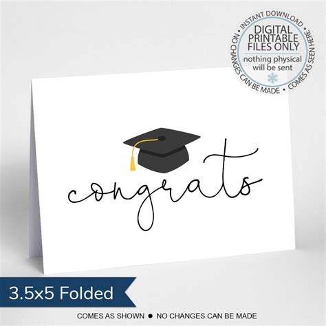 Printable Graduation Card Congratulations Graduate Folding Etsy