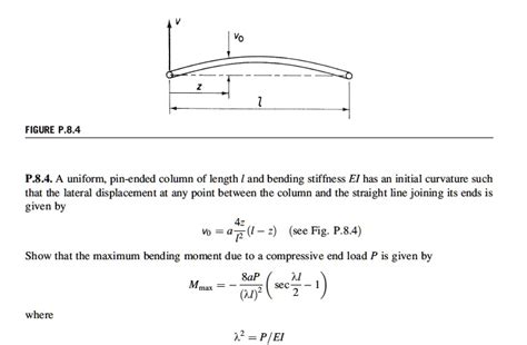 SOLVED FIGURE P 8 4 P 8 4 A Uniform Pin Ended Column Of Length L And