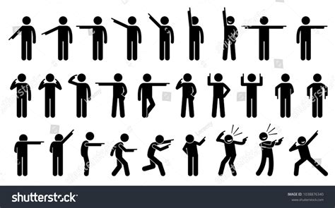 Stick Figures Person Pointing Finger Set Stock Illustration 1038876340