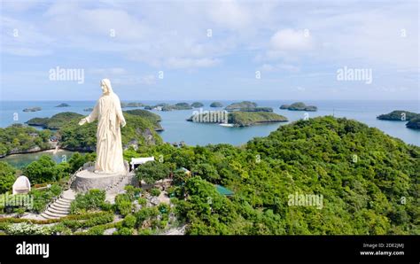 Statue Of Jesus Christ On Pilgrimage Island In Hundred Islands National Park Pangasinan