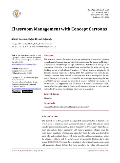 Pdf Classroom Management With Concept Cartoons Cagda Kivanc