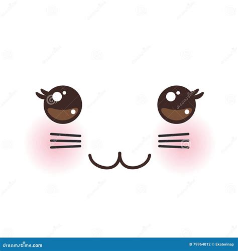 Kawaii Funny Muzzle With Pink Cheeks And Big Eyes Cute Cartoon Crying