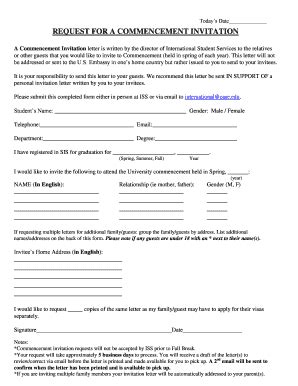 Fillable Online Case REQUEST FOR A COMMENCEMENT INVITATION Case Fax