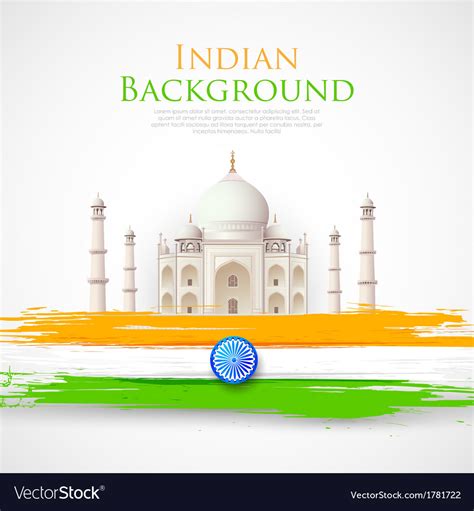 Taj Mahal With Tricolor India Flag Royalty Free Vector Image