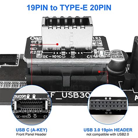 Oassuose Usb 31 Front Panel Adapterinternal Vertical Usb 30 Idc 20 Pin19pin To Type E Key A