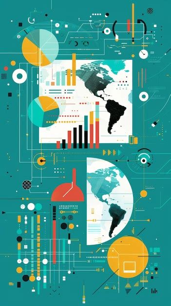 Infografías empresariales Mapas y gráficos mundiales Ilustración