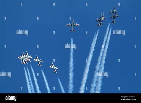 The Italian National Acrobatic Squadron Pan Frecce Tricolori During