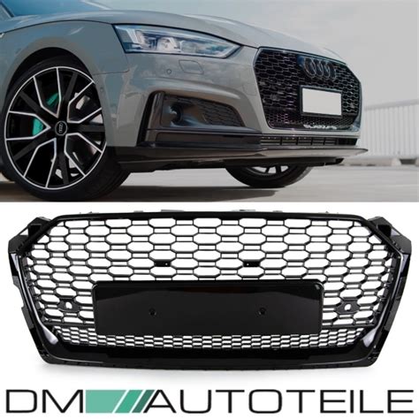 Kühlergrill Grill Wabendesign hochglanz Schwarz passt für Audi A5 B9 F5