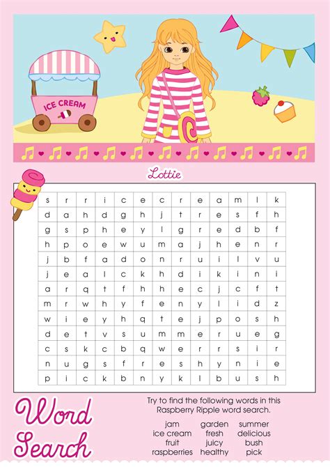 Raspberry Ripple Lottie Printable Word Search