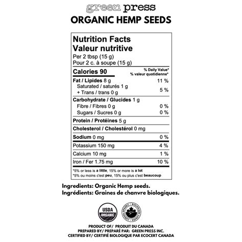 Organic Hemp Seeds 200g Green Press