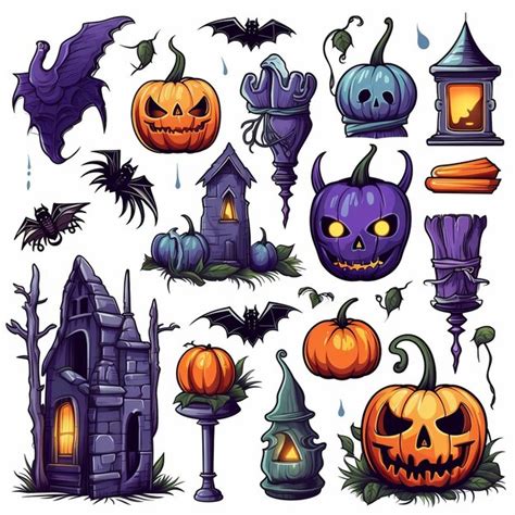 Premium Ai Image Set Of Happy Halloween Element Set Vector Design