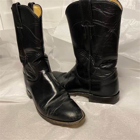 Justin Vintage Roper Black Leather Western Cowgirl Bo Gem