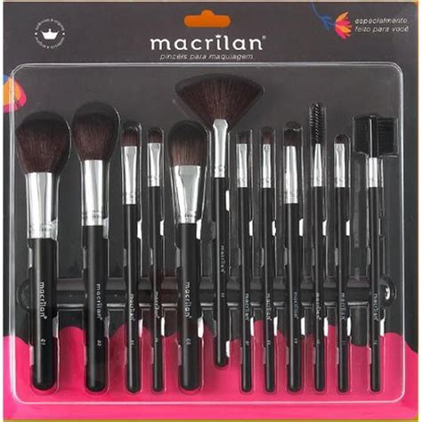 Kit 12 Pincéis Macrilan Maquiagem Pincel Profissional Kp9 1a Preto