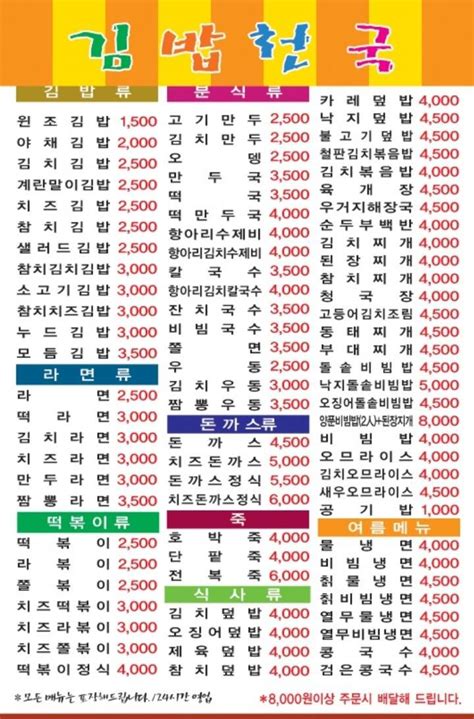 김밥천국 본인이 자주 먹는 메뉴는 인스티즈instiz 이슈 카테고리