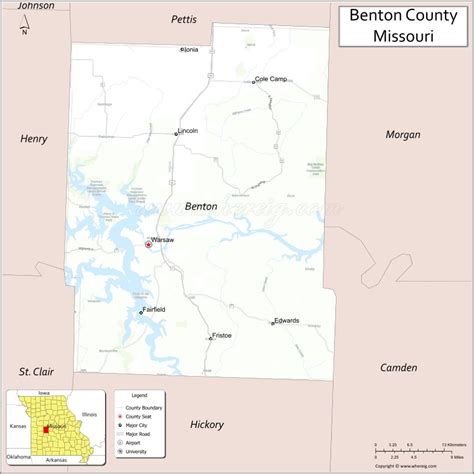 Map Of Benton County Missouri Showing Cities Highways Important