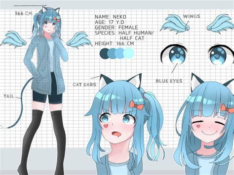 A character reference sheet for your oc, furry, vtuber, anime ideas ...